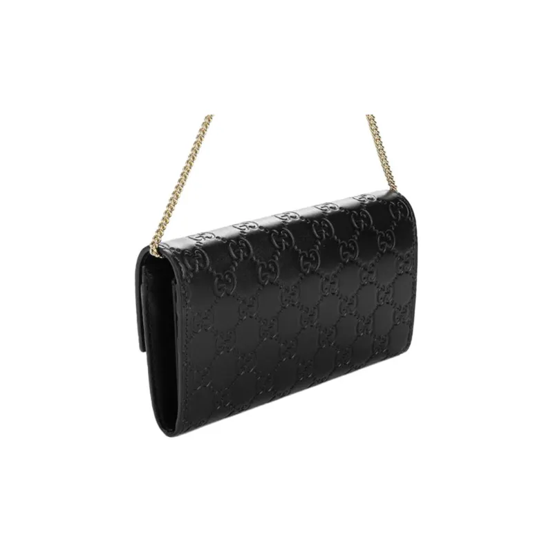 GUCCI Cow Leather Shoulder Bag Women's Black-4