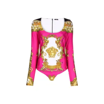VERSACE Medusa Renaissance Print Bodysuit 'Black/Gold/White'