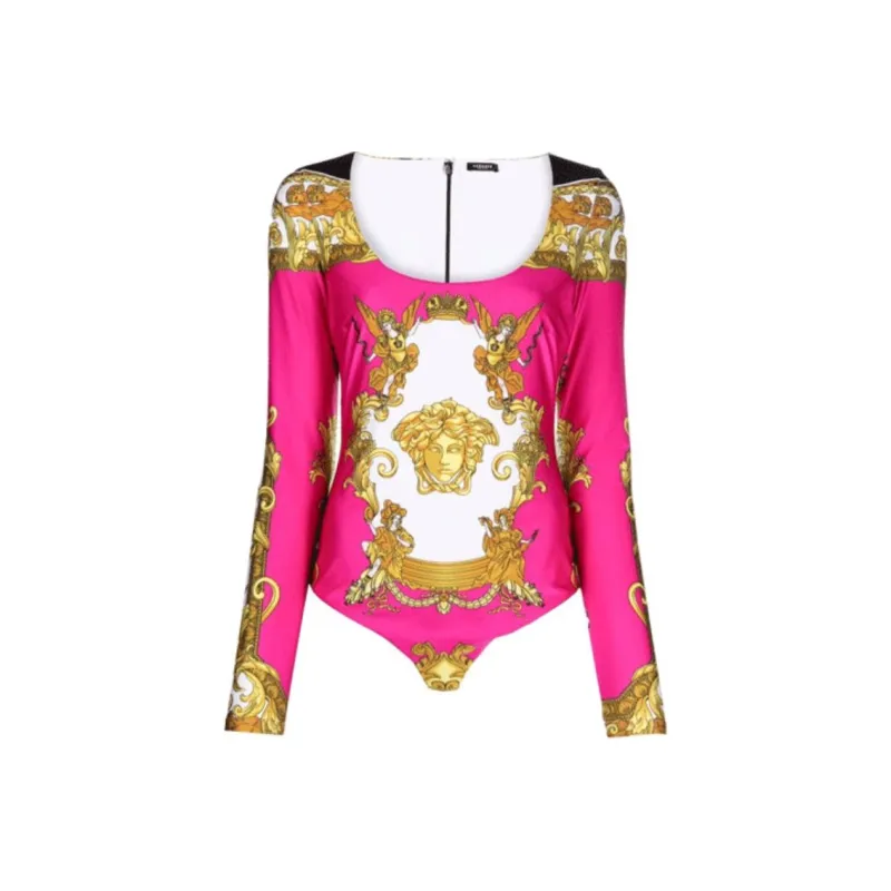 VERSACE Medusa Renaissance Print Bodysuit 'Black/Gold/White'-0