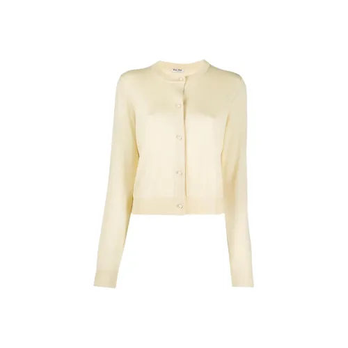 MIU MIU SS21 Fitted Sweater Women's Beige Yellow