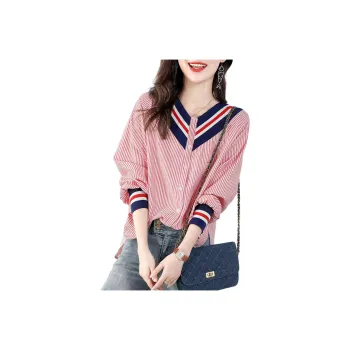 Wbwq Shirt Women's Red White Stripes