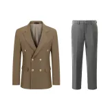 Clothing Sets (Khaki Suit+Dark Gray Suit Pants)