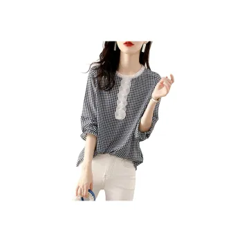 Wbwq Shirt Women's Navy Blue Plaid