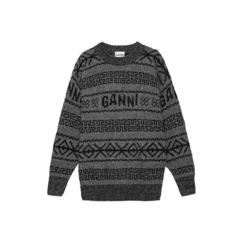 GANNI FW23 Sweater Knitwear Women's Charcoal Gray