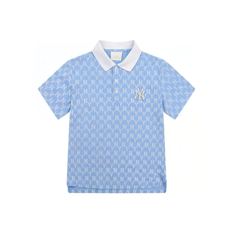 MLB Mlb Old Flower Polo Shirt Women's Sky Blue-0