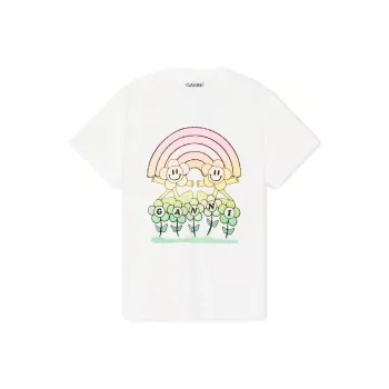 GANNI Basic Jersey Rainbow Relaxed T Shirt 'Bright White'