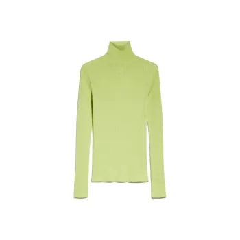 SportMa Flavia Collection Pure Virgin Wool Mock Polo-Neck Sweater Sweater Women's Yellow Green