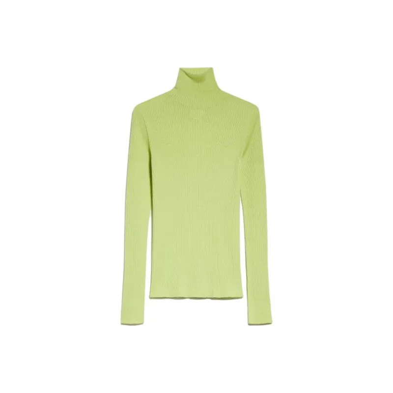 SportMa Flavia Collection Pure Virgin Wool Mock Polo-Neck Sweater Sweater Women's Yellow Green-0