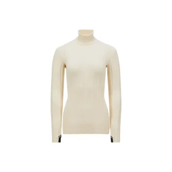 Moncler Wool Blend Polo Neck Jumper Sweater Women's White