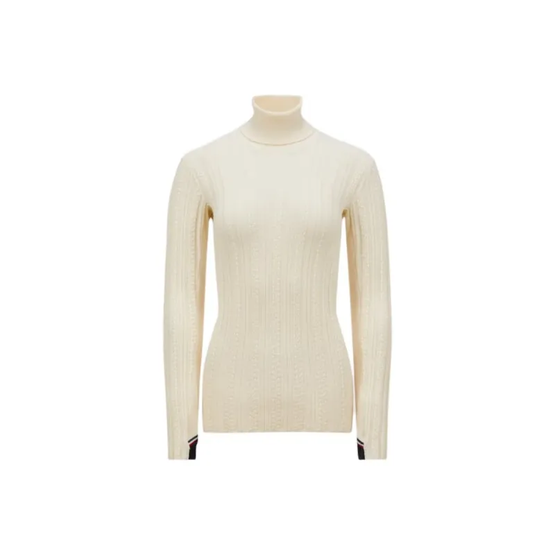 Moncler Wool Blend Polo Neck Jumper Sweater Women's White-0