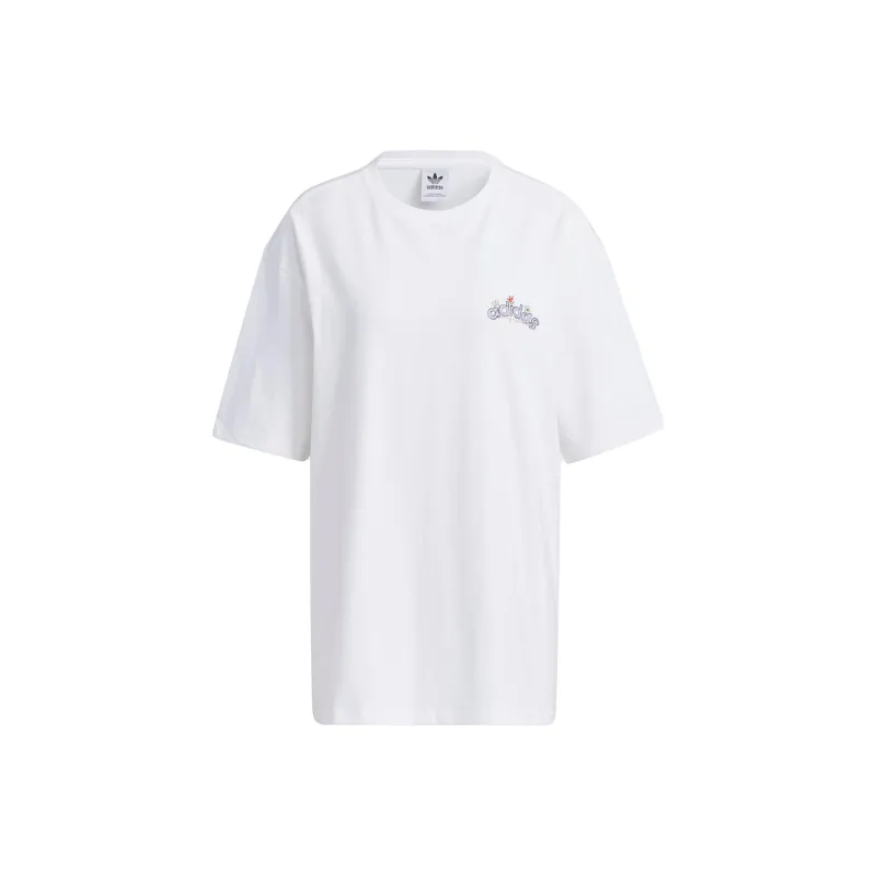 Adidas Originals Drop Shoulder Sleeve T Shirt Women's White-0