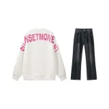 White Sweatshirt+Black Gray Jeans