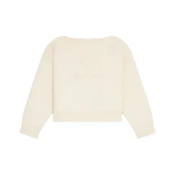 CELINE Boat Neck Sweater In Chunky Cashmere