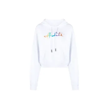 OFF WHITE Rainbow Logo Hoodie White