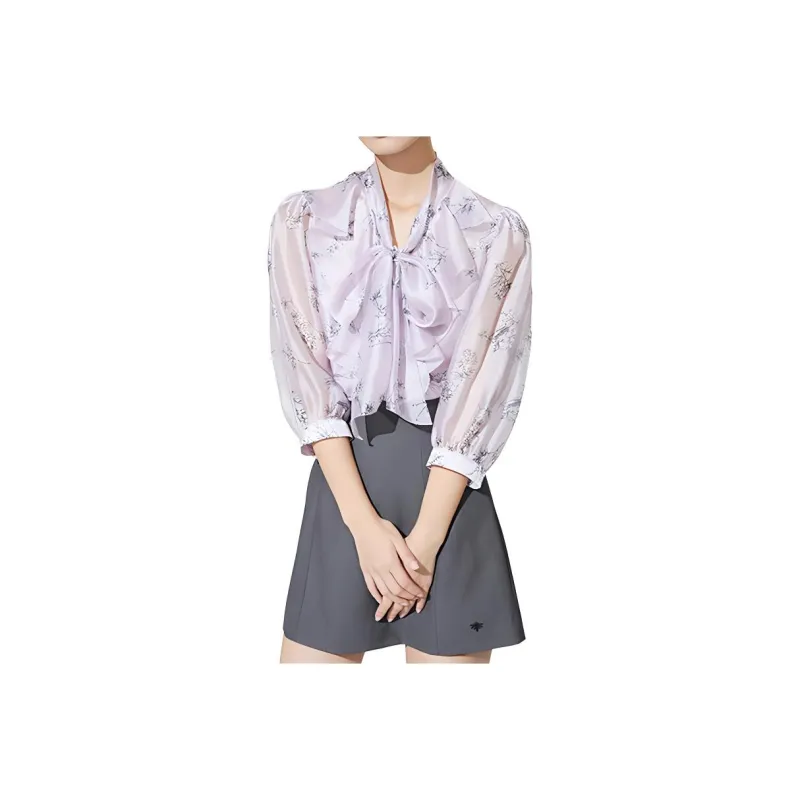 Mapping Shirt Women's Pink Purple Flowers-0