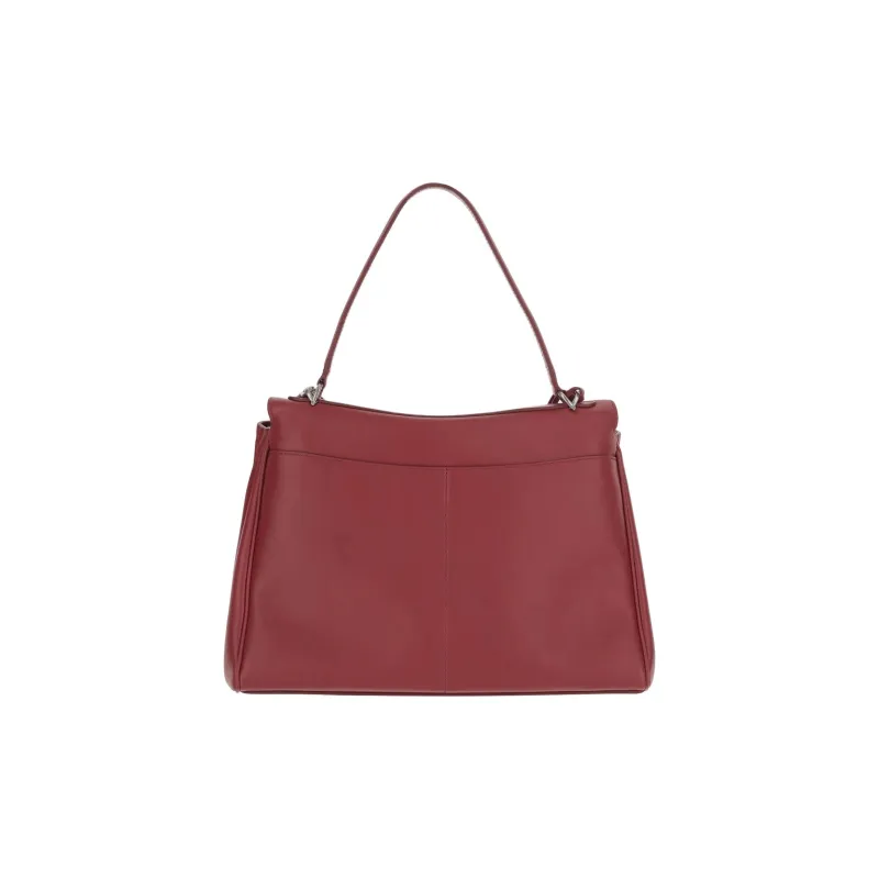 Balenciaga Smooth Calf Leather Shoulder Bag Medium Size Women's Red-3