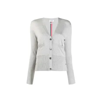 THOM BROWNE Back Striped V Neck Cardigan