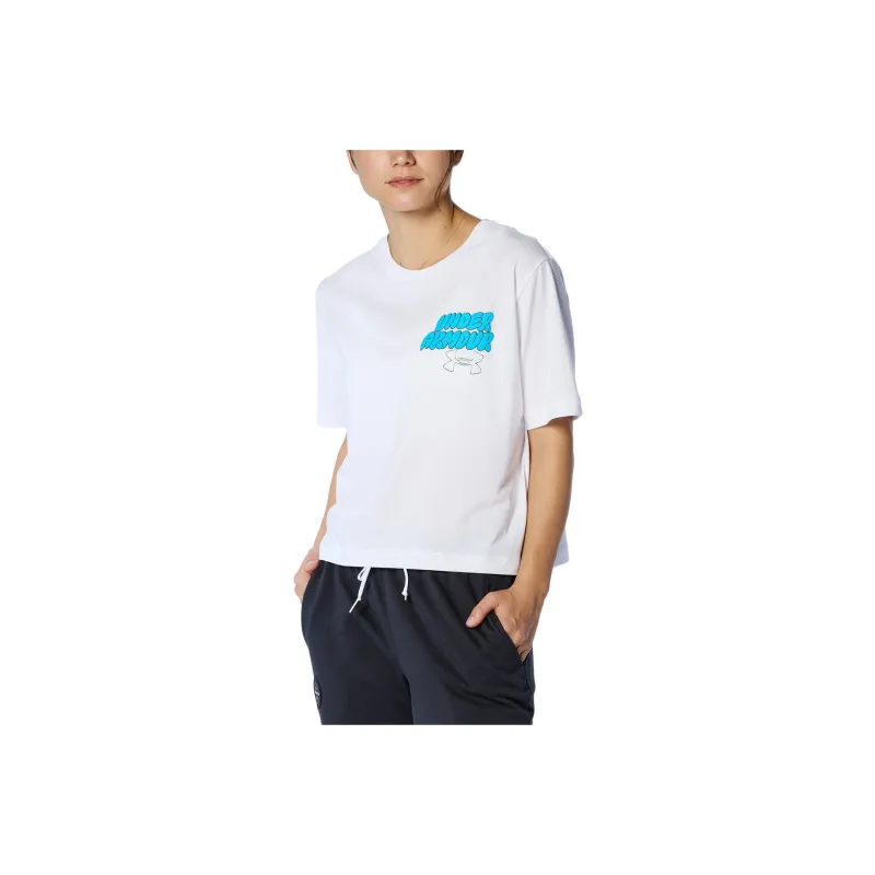 Under Armour Drop Shoulder Sleeve T Shirt Women's White-0