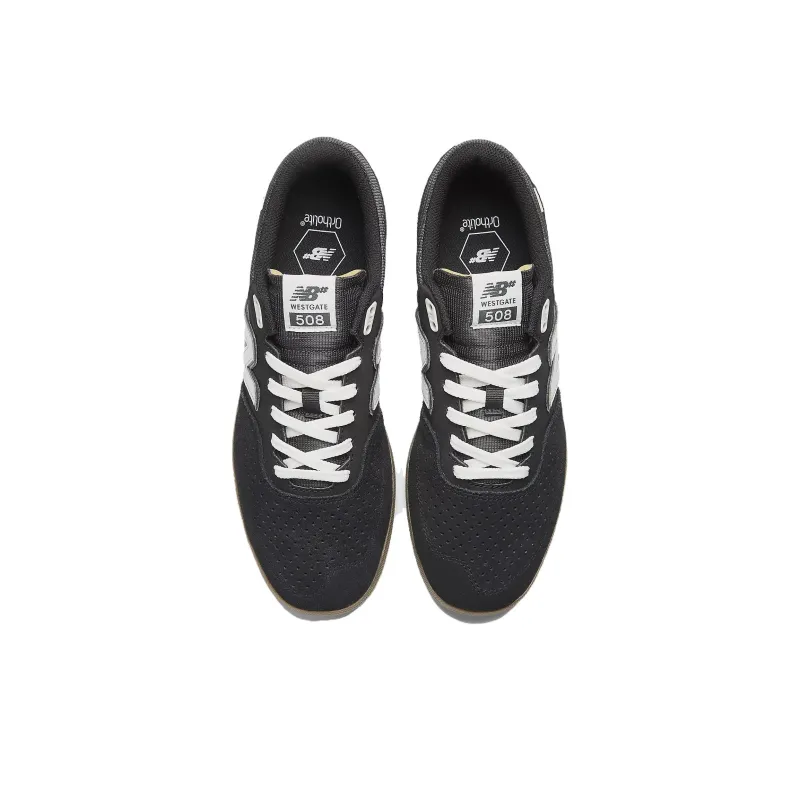New Balance NB Numeric Brandon Westgate 508 Anti Slip Wear Resistant Low Top Skateboard Shoes Men's Black White-3