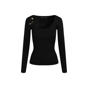 VERSACE Safety Pin Long Sleeve Shirt 'Black'