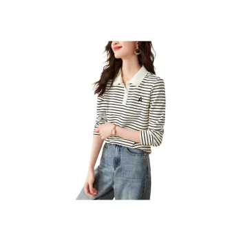 Mo Han Yi Mei T Shirt Women's Black Rice Stripes
