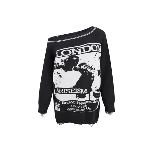 Ariseism Design Driven Off The Shoulder Sweater Coat For Women's Fall And Winter Exposed Shoulder Top Women's