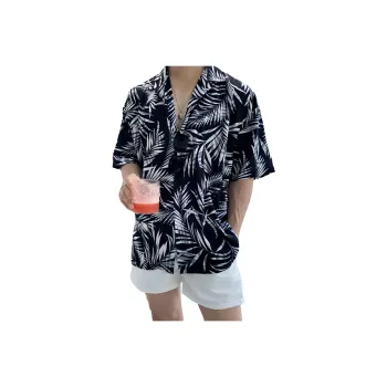 RVANGUARD Shirt Unisex Black And White Leaves