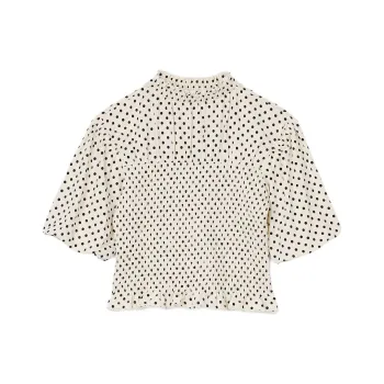 Sandro Polka Dot print Shirred Blouse