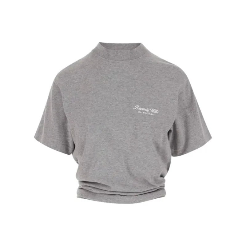 Balenciaga Knot Detailed Cropped T-Shirt-0