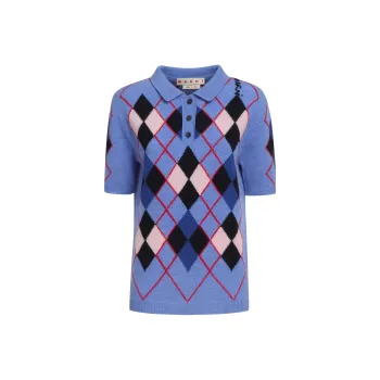 MARNI Argyle Knit Polo Shirt