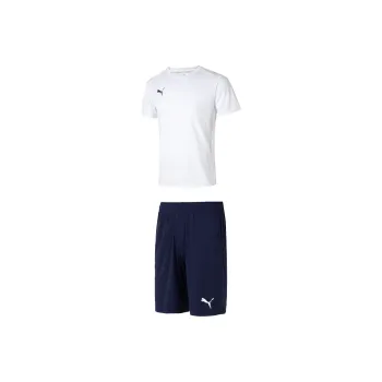 PUMA Casual Sportswear Men White T-Shirt+Blue Shorts