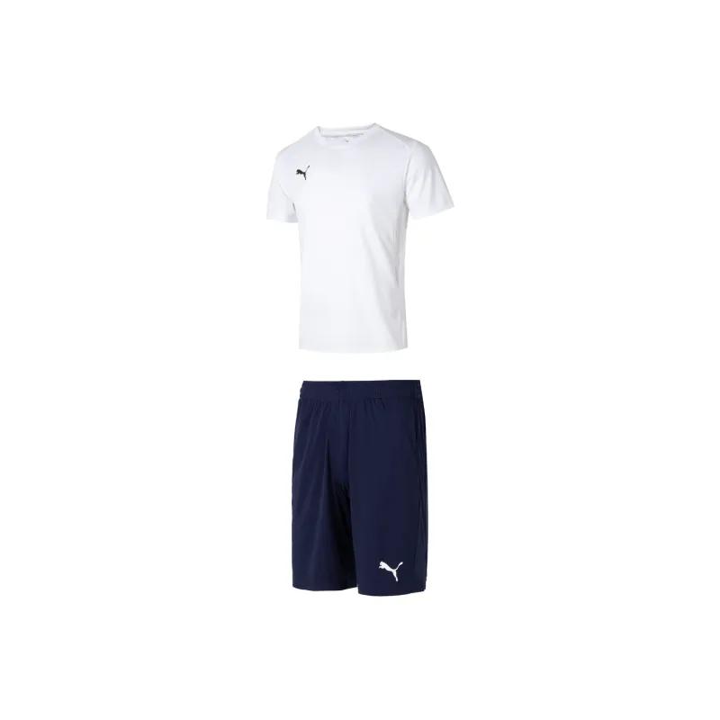 PUMA Casual Sportswear Men White T-Shirt+Blue Shorts-0
