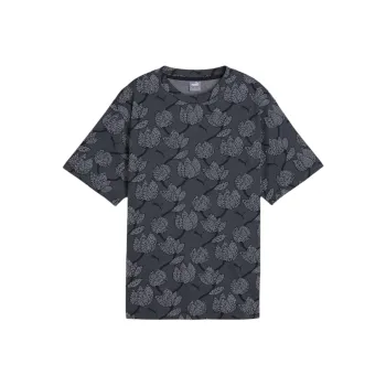 PUMA ESS+ Blossom AOP Drop Shoulder Sleeve T Shirt Women's Black