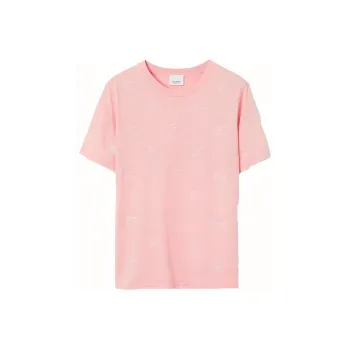 Burberry Equestrian Knight Round Neck T shirt Pink
