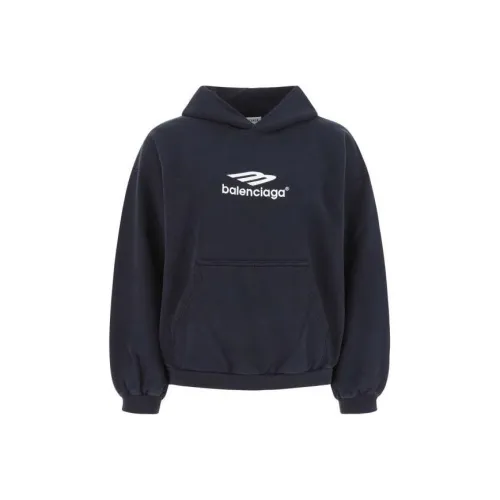 Balenciaga Women's 3B Sport Embroidered Hoodie Navy Blue