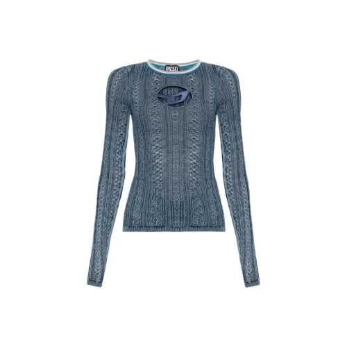 DIESEL OVAL D Series T Shirts Women's Blue