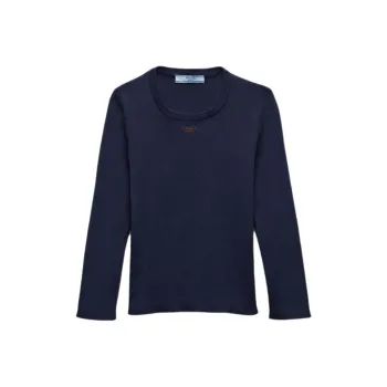 PRADA Logo embroidered Cotton Knitted Top