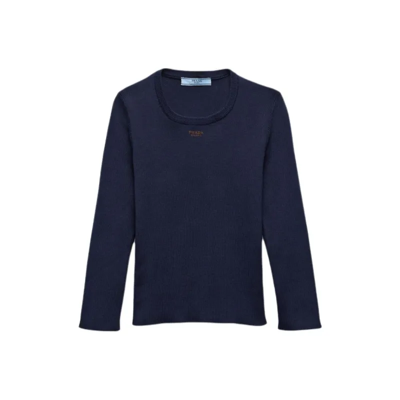 PRADA Logo embroidered Cotton Knitted Top-0
