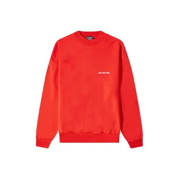 Balenciaga Back Logo Oversized Crewneck Bright Red/White