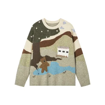 UOOYAA Sweater Women's Yellow Green