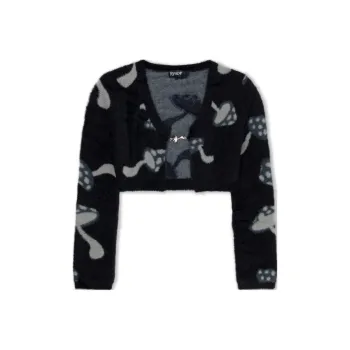 RIPNDIP Euphoria Knit Long Sleeve Crop Top Sweater Women's Black