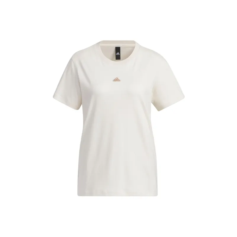 Adidas Drop Shoulder Sleeve T Shirt Women's Pink White-0