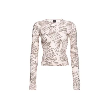 PINKO Moneta Glitter-Embellished Long-Sleeved T-Shirt