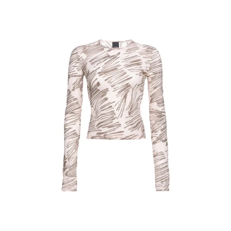 PINKO Moneta Glitter-Embellished Long-Sleeved T-Shirt-0