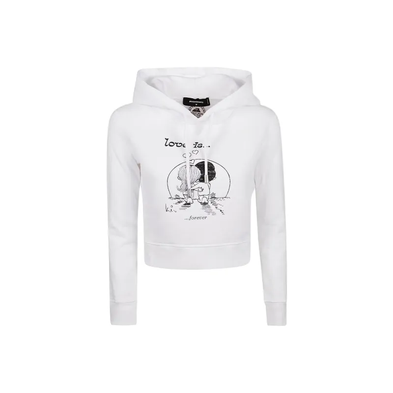 DSQUARED 2 Graphic Print Cropped Hoodie-0