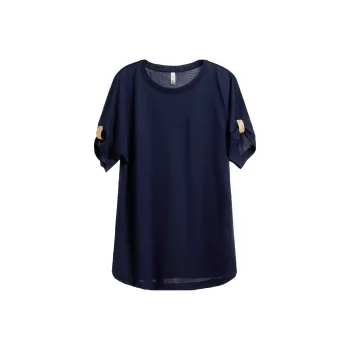 Mambe Drop Shoulder Sleeve T Shirt Women's Navy Blue
