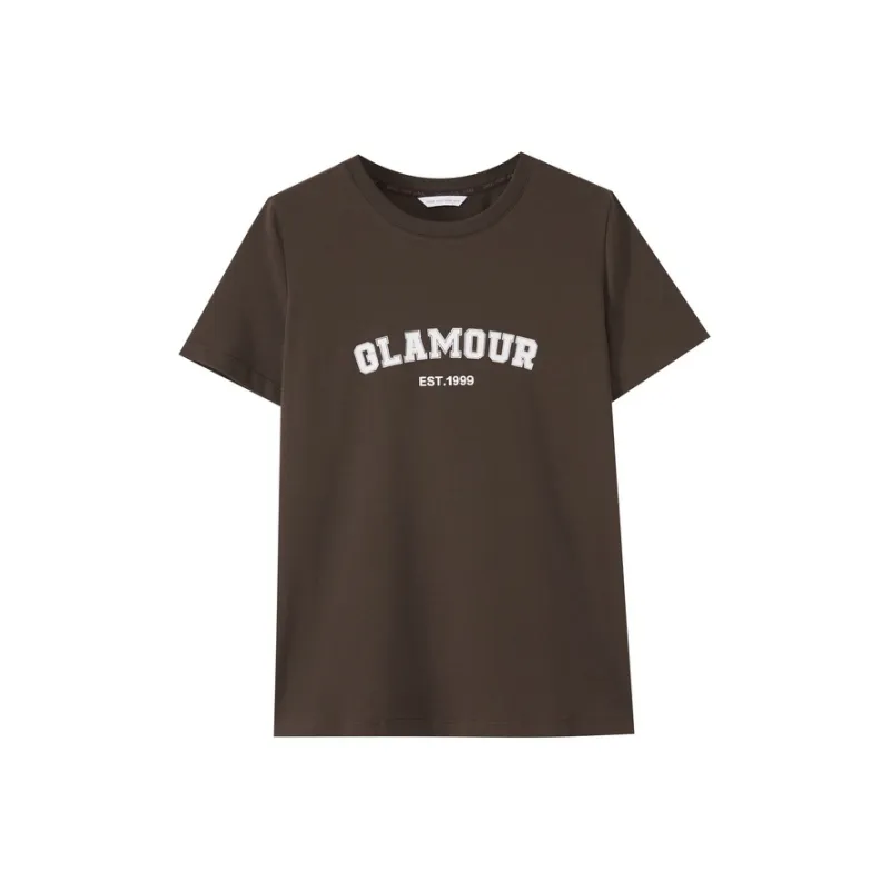 SHUIYUNJIAN Short Sleeved Letter Pullover T Shirt Women's-6