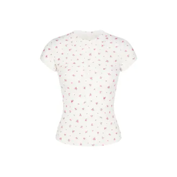 SKIMS T Shirt Women's NEON ORCHID ROSE PRINT/Neon Orchid Rose Print