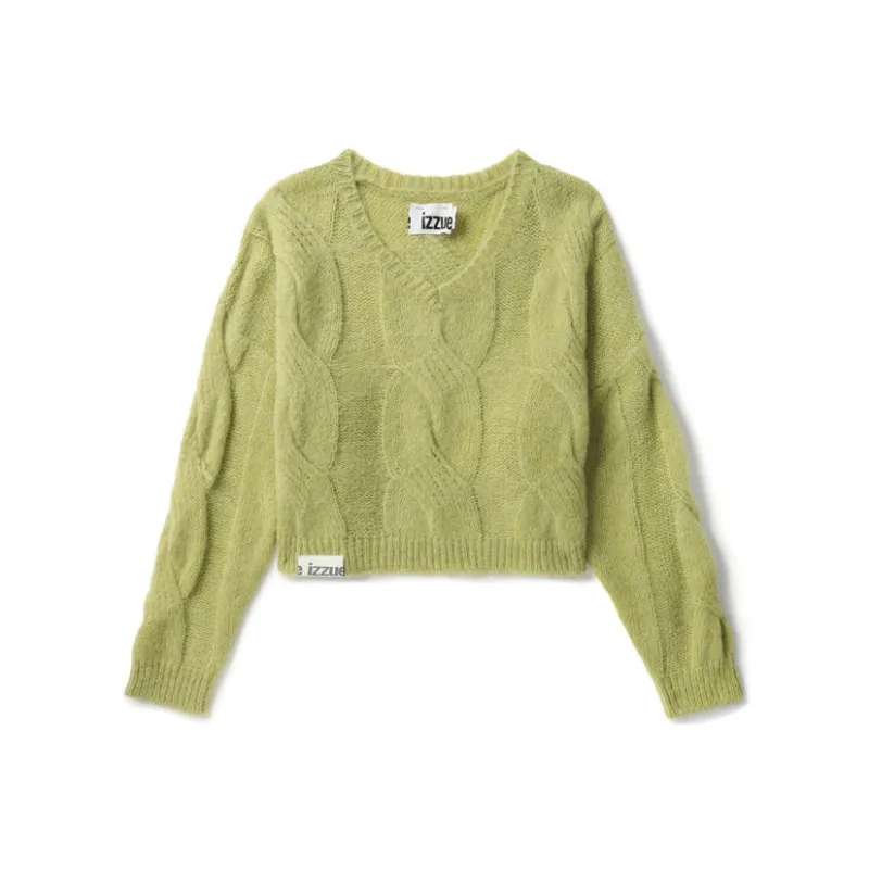 Izzue V neck Cable knit Jumper-0