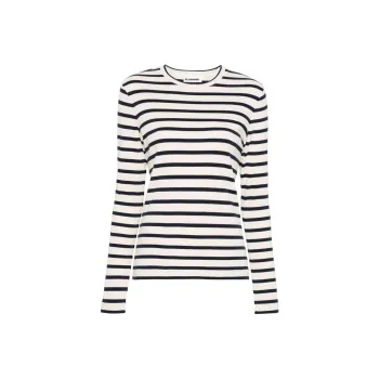 JIL SANDER Stripe print Cotton T shirt